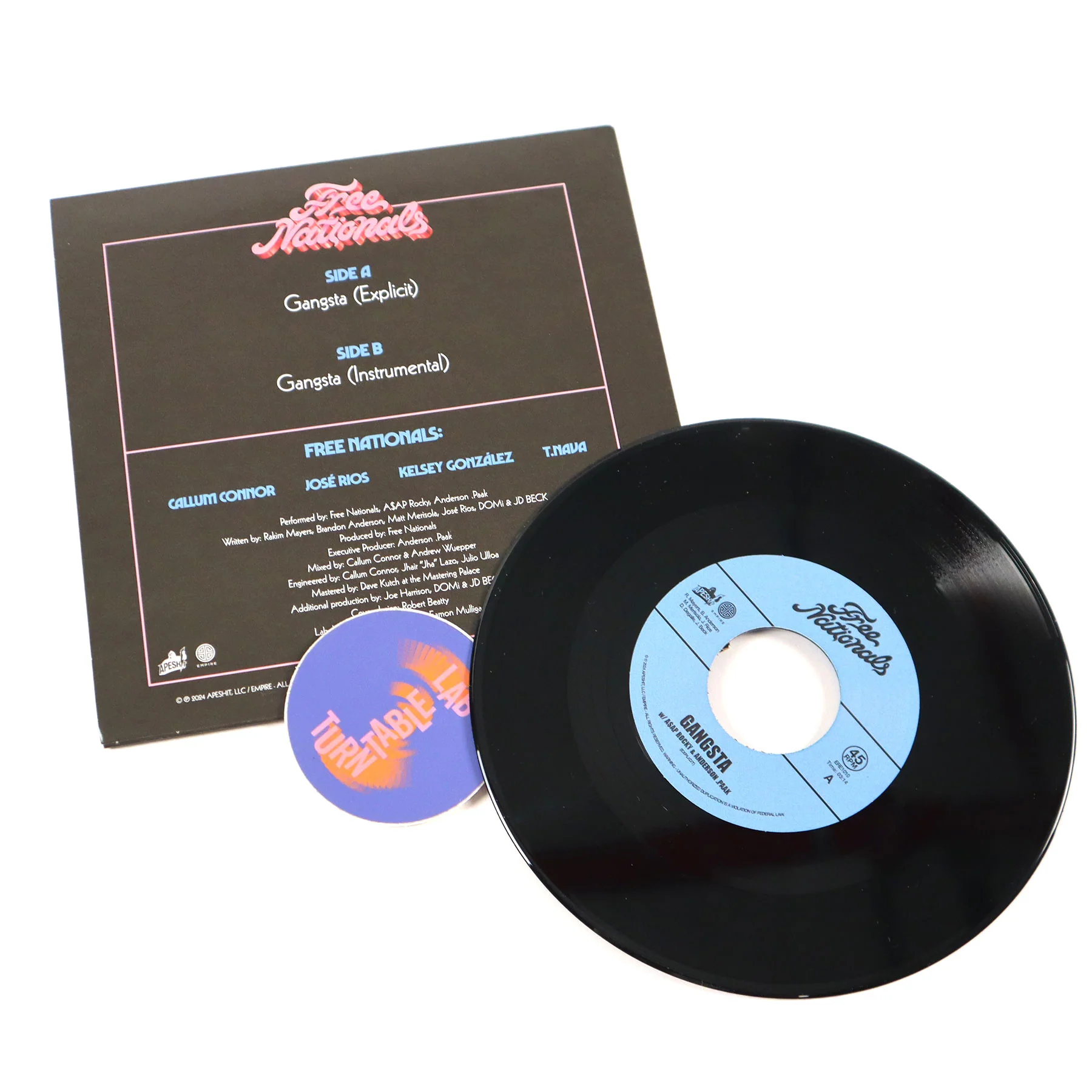 Free Nationals: Gangsta (feat. A$AP Rocky & Anderson .Paak) Vinyl 7" - Image 2