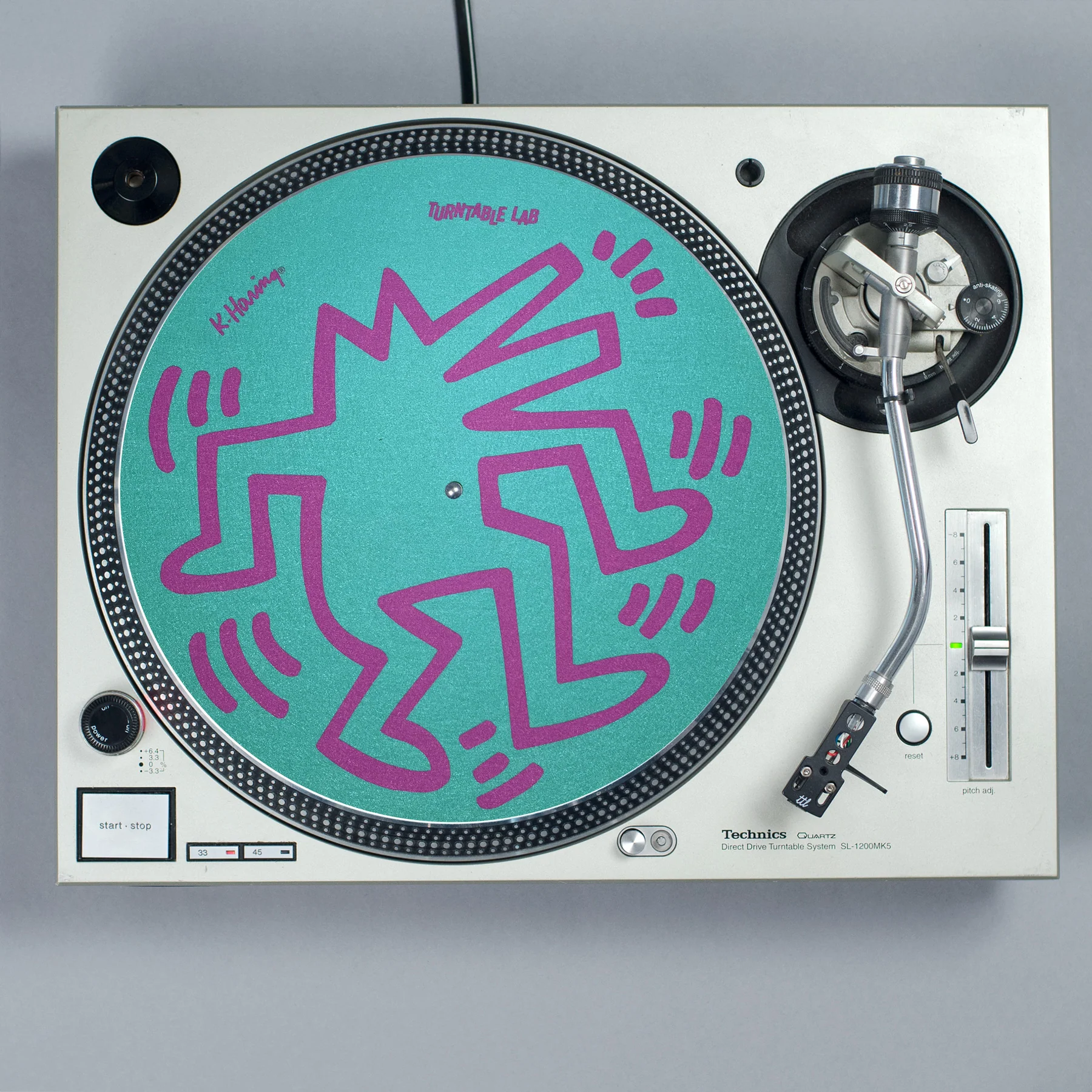 Turntable Lab: Keith Haring Dancin' Reversible Record Mat - Teal / Pink